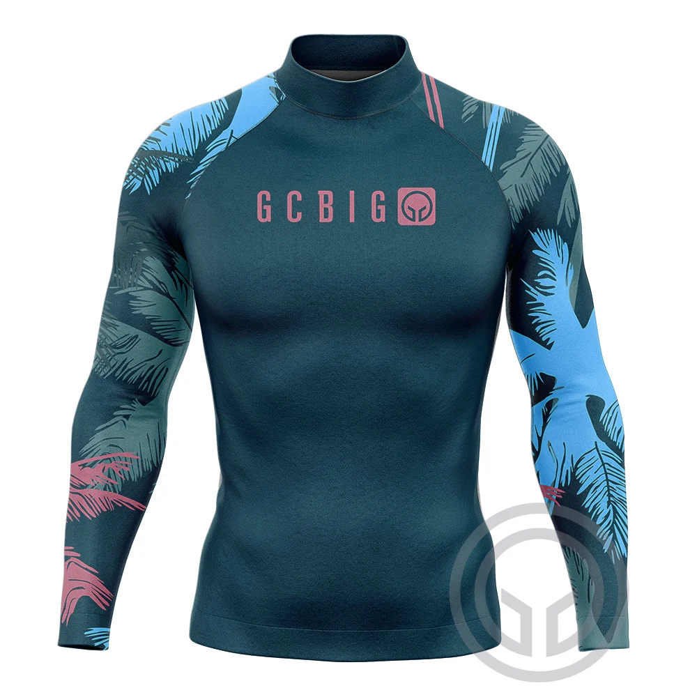 Men\'s Surfing Long Sleeve Shirts Rash Guards Performance Upf 50+ Sun Protection Swimming Clothing Surfing Suit Surf Lycra Tee