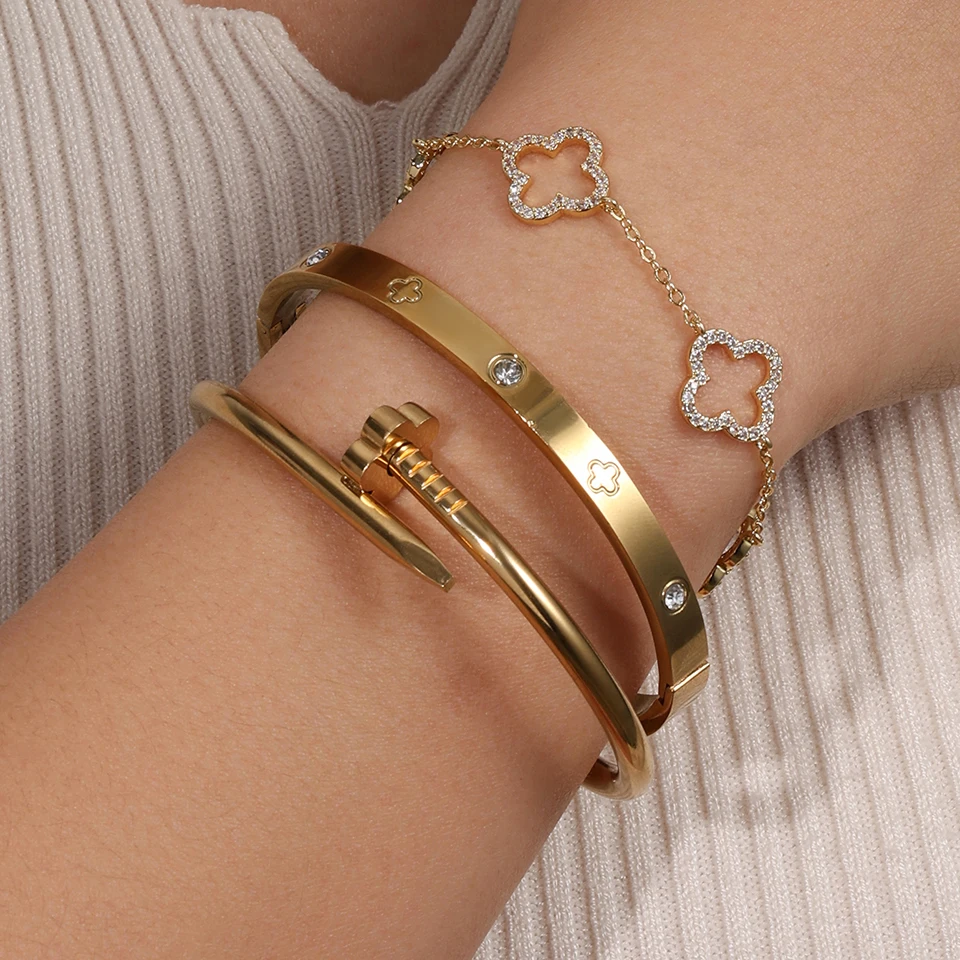 مجموعة أساور فاخرة رائعة مكونة من 3 قطع من Rakol مع أحجار الراين المتلألئة، مناسبة لمجوهرات ملابس الحفلات النسائية #4