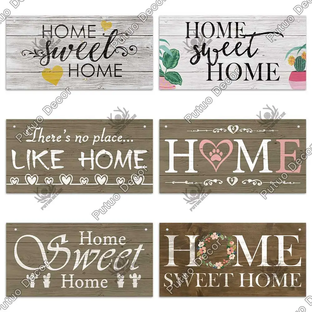 Putuo Decor Home Signs Wooden Hanging Signs Family Wooden Sign Plaque Wood for Home Decor Gifts Living Room Door Decoration