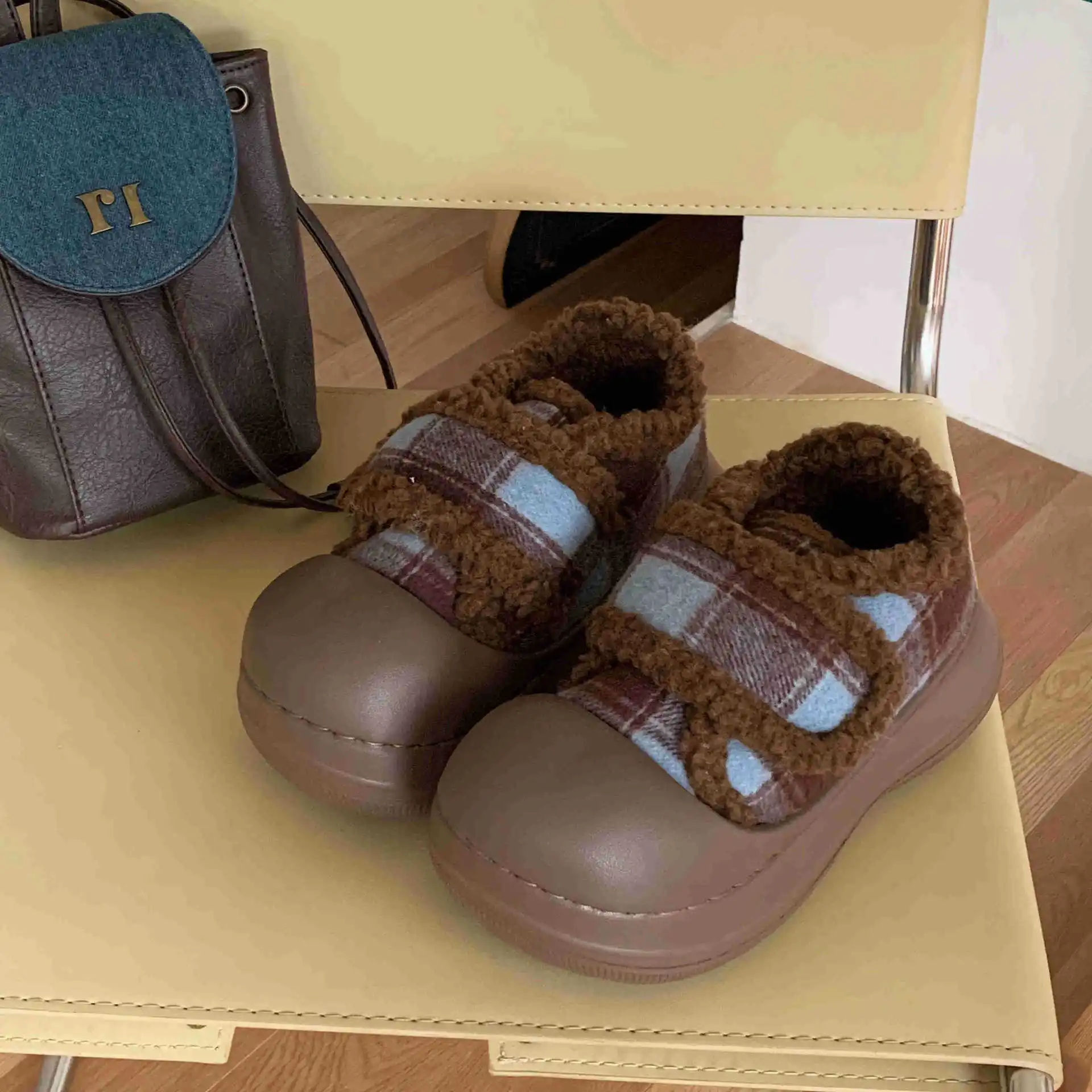 

Women's Fashion Retro Large-toe Cotton Shoes Women's Winter Outer Wear Increased Thick Sole Plush Warm Non-slip Cotton Shoes New