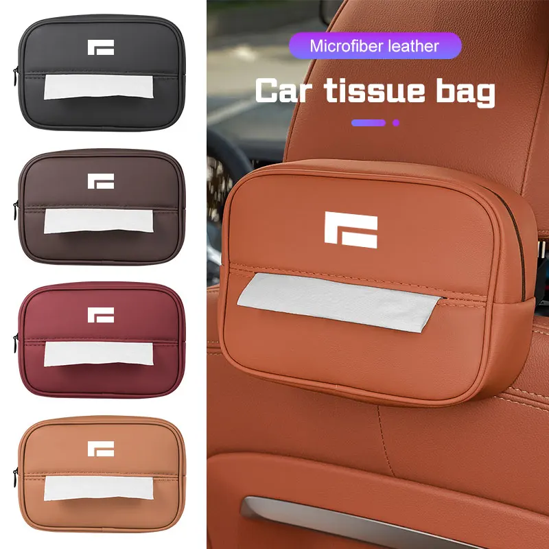 

For BAIC Jishi Polestone 01 Rox 01 2023 2024 2025 Car Tissue Box Leather Napkin Case Auto Backrest Paper Bag Storage Accessories