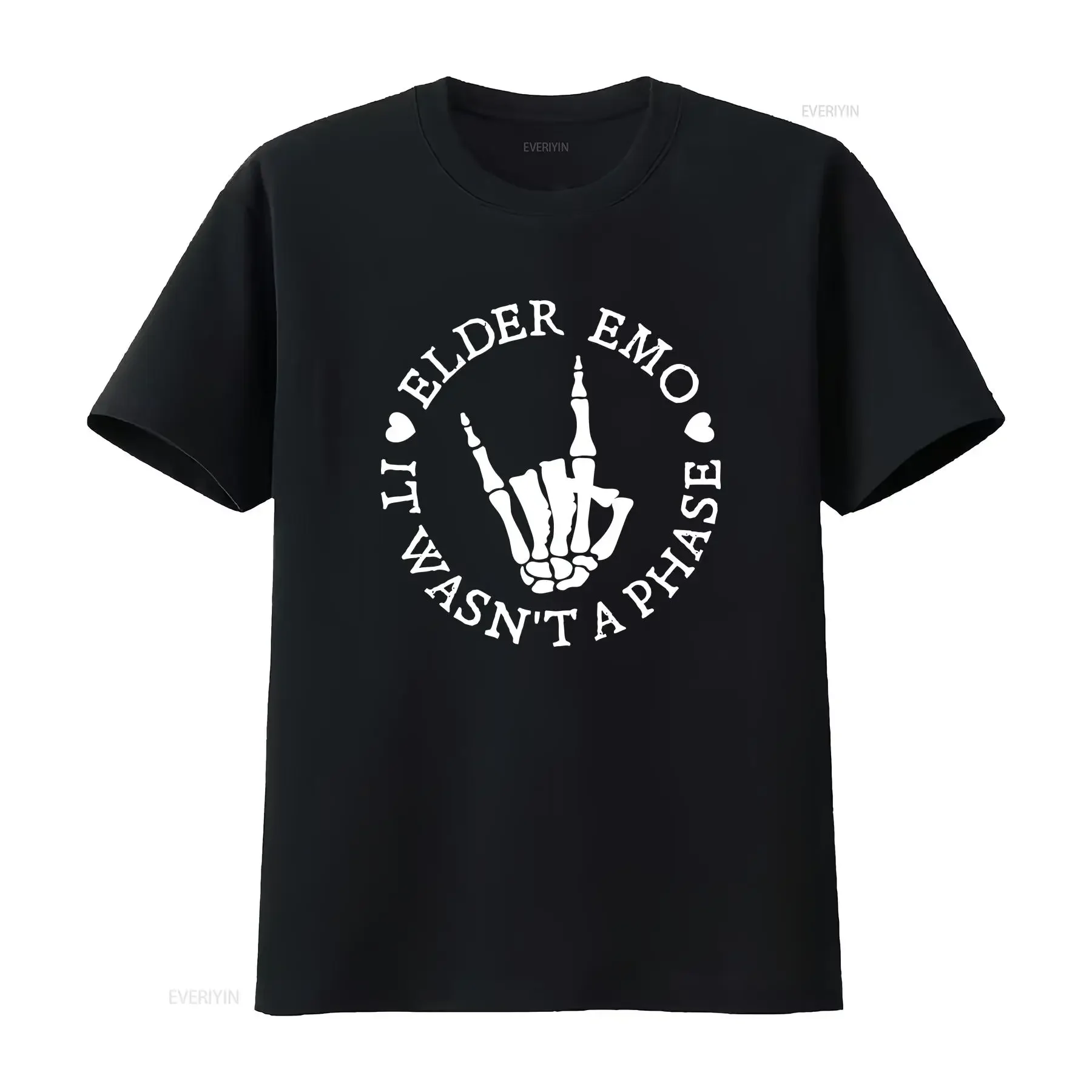 Elder Emo T Shirt For Gothic Goth Black Pop and Punk vintage Washed Soft Comfortable Top For Everyday Wear homme