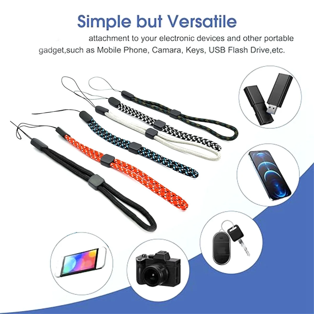 

60PCS Hand Wrist Strap Lanyard, Adjustable Polyester Colorful for Mobile Phone, Camara, Keys, USB Drive, ID Badge