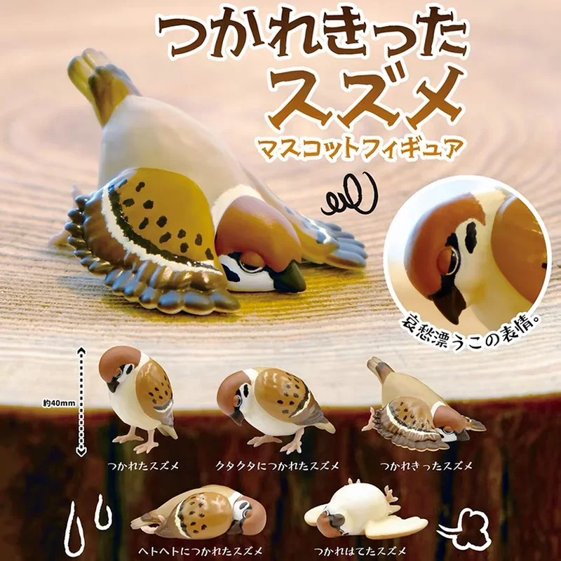 

Japanese Genuine Qualia Tired and Paralyzed Sparrow Tired Bird Toy Ornaments Gashapon Mysterious Child Gift Anime Figure