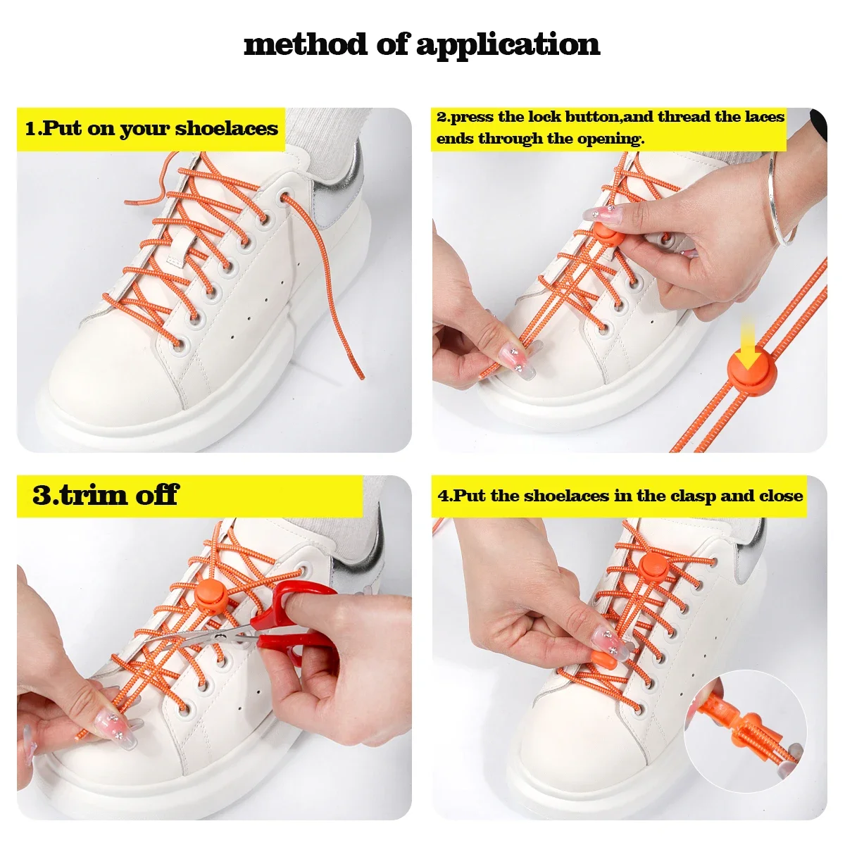 1 Pair No Tie Shoelaces Round Push The Spring Lock Sports Elastic Shoelace Suitable For All Shoes Lazy Laces Shoe Accessories image 3