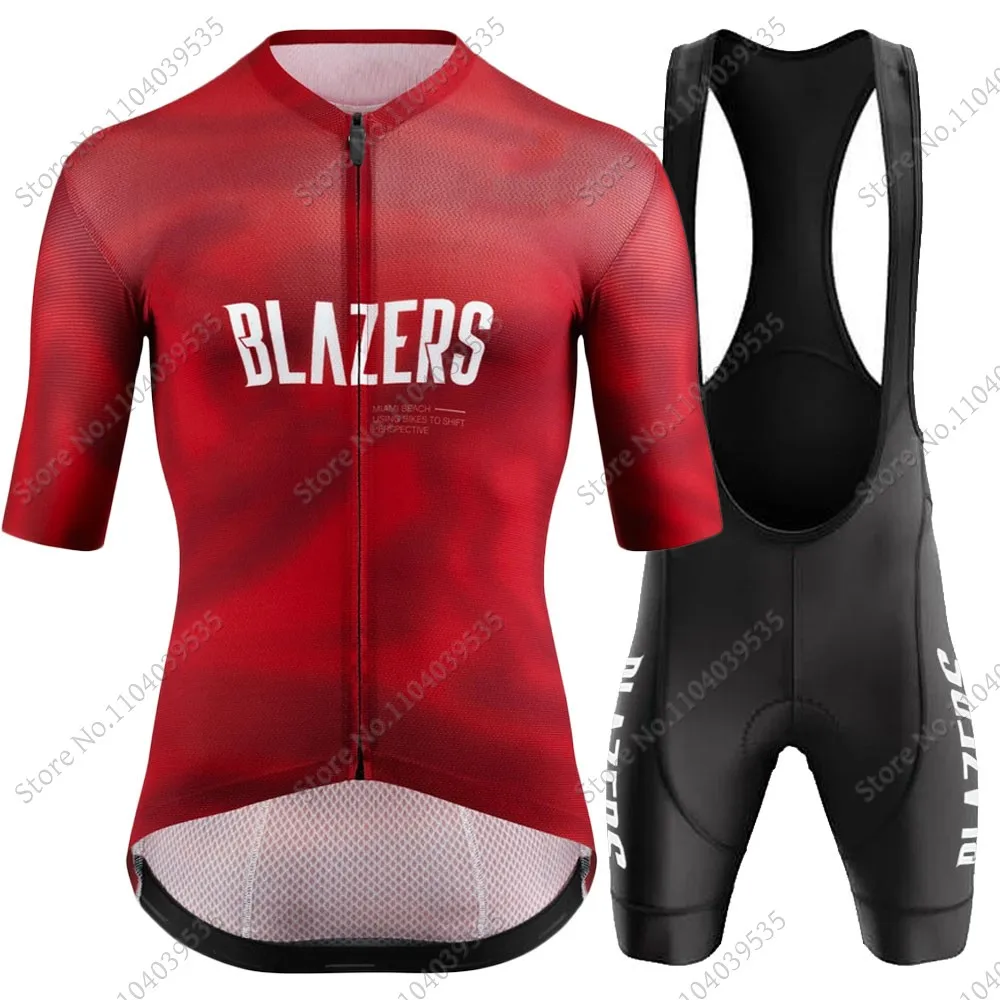 2024 Miami-Blazers Cycling Jersey Set Summer White Red Cycling Clothing Road Bike Shirts Suit Bicycle bib Shorts MTB Maillot