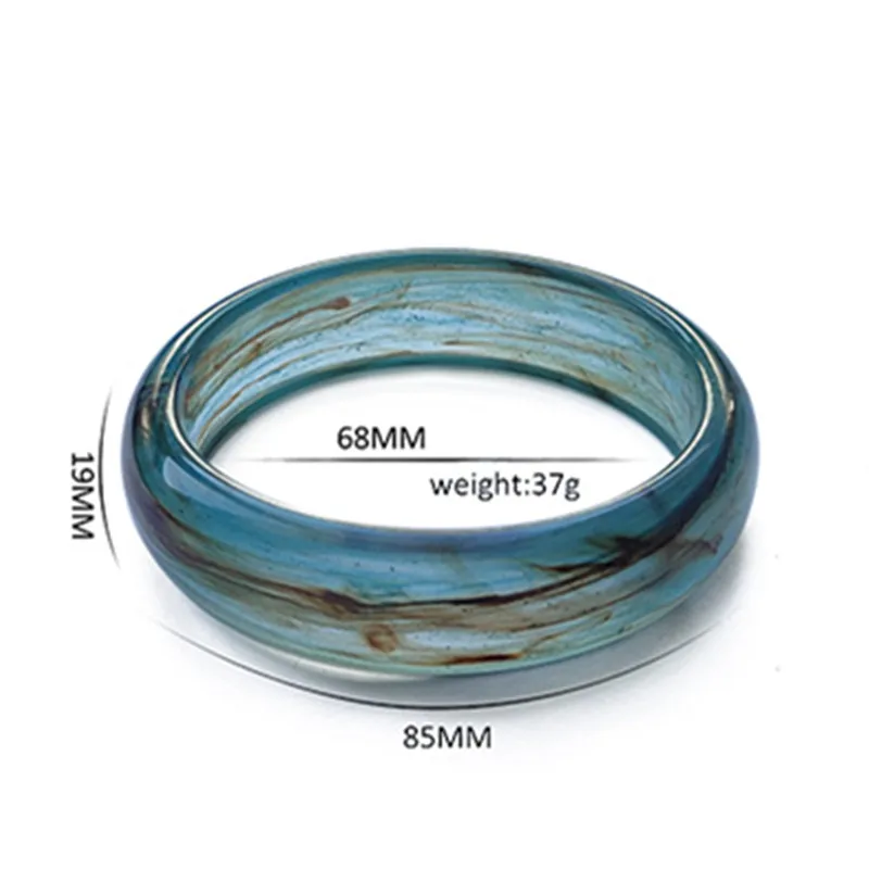 19mm Wide Inside 68MM Acrylic Bangles for Women Artsy Vintage  Round Resin Bracelets Marble Semi-transparent B06