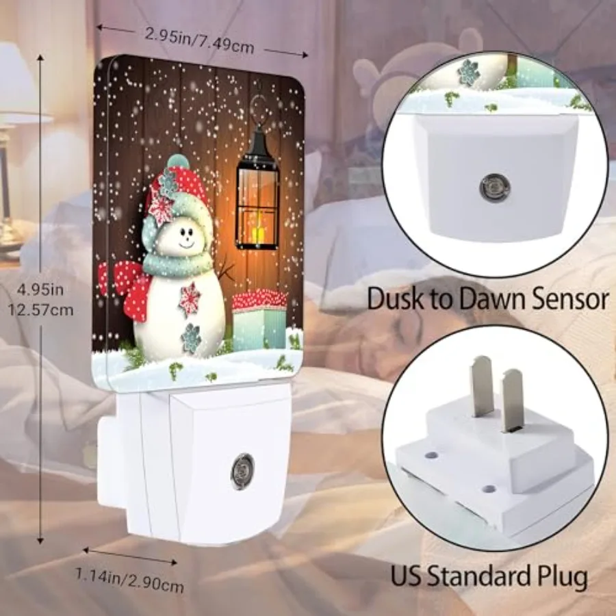 Night Light, Vintage Christmas Lantern Plug into Wall with Dusk to Dawn Light Sensors, Warm Nightlights for Bedroom, Bathroom,