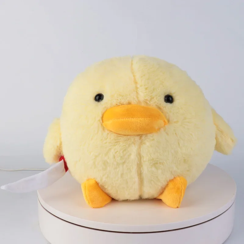 Pato amarillo con cuchillo para niños, almohada de felpa de 28cm, animal simulado, juguete de peluche bonito, decoración del hogar, regalo de Pascua