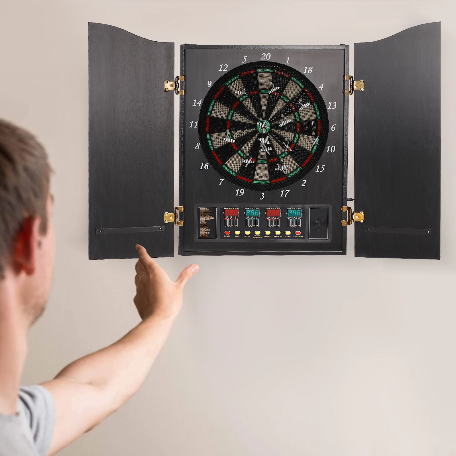 High-Quality Electronic Dartboard Cabinet Set with Decorative Design - for Home Entertainment & Professional Play