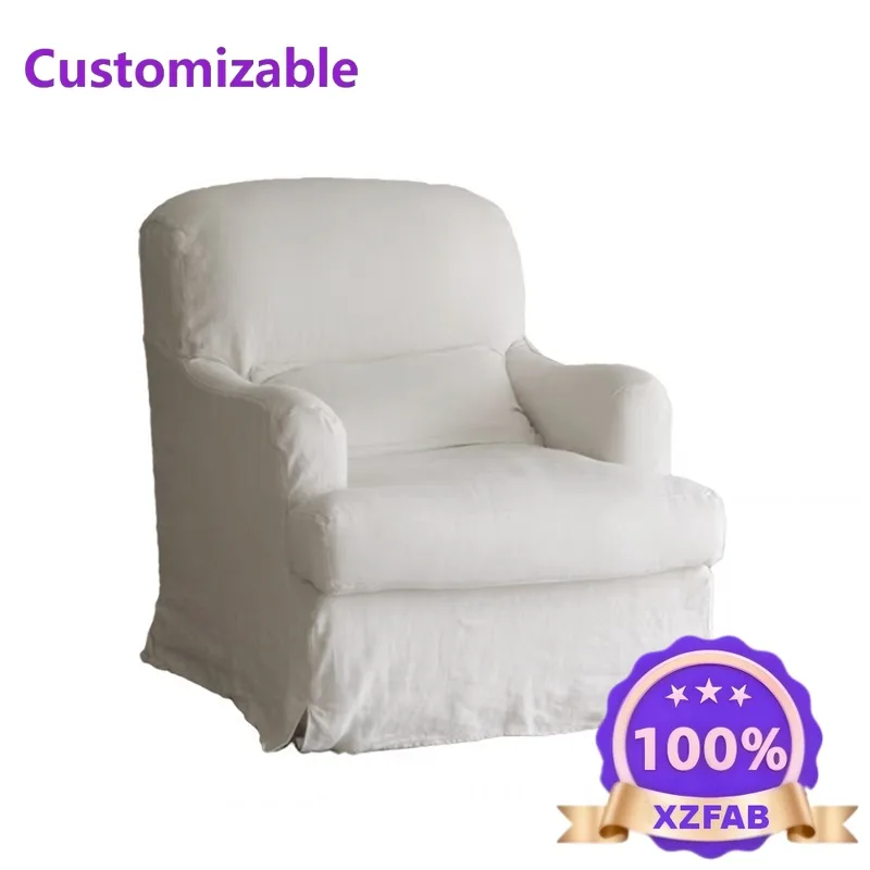 Factory Direct 2026 Wabi Sabi Wind Linen Fabric Sofa Removable and Washable Apartment Living Room Leisure Single Triple