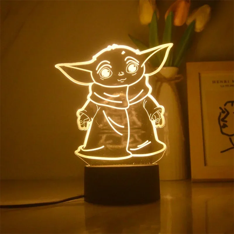 Anime Disney 3D Cartoon Yoda Baby Night Light Room Decor Warm Lamp Anime action Figure Toys Birthday Children's Day Gifts