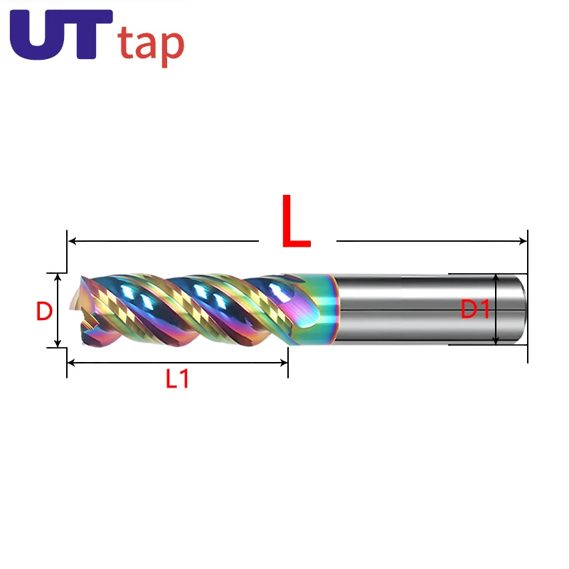 

UT TAP HRC55 Carbide End Mill 3 Flute U-groove Tungsten Milling Cutter CNC Tool Aluminum Fiberglass Acrylic Copper Plastic Wood