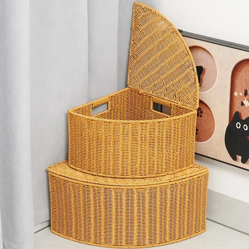 Imitation rattan corner cover ugly fan corner storage box clothing sorting storage basket household