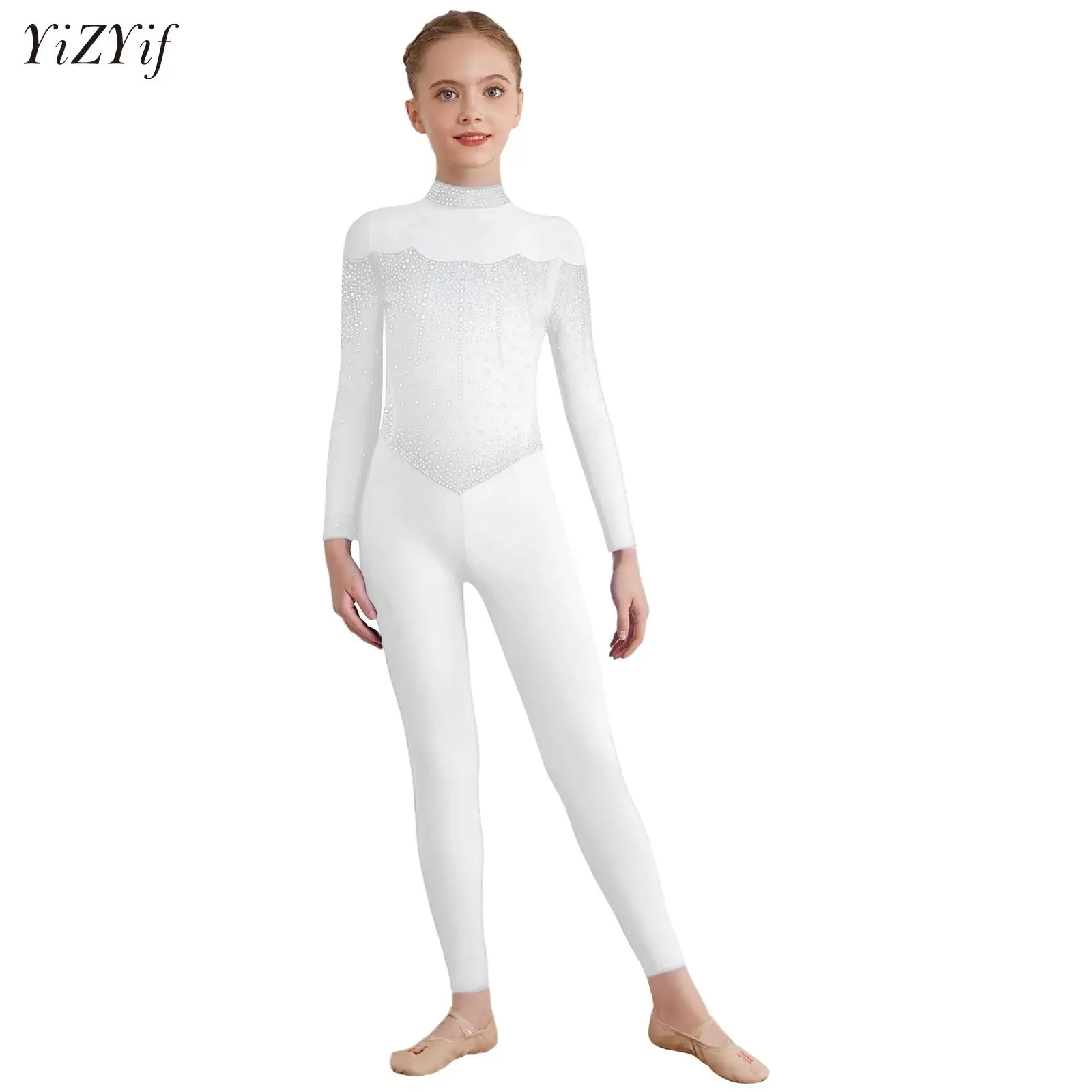 

Ballet Gymnastics Full Body Leotard Dance Jumpsuit for Kids Girls Figure Ice Skating Stage Performace Lothes Long Sleeve Romper