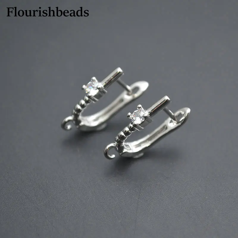 2024 NEW Designs CZ Paved Ear Wire Square Earring Hook Leverback Brass Clasps Jewelry Findings 30pc/lot