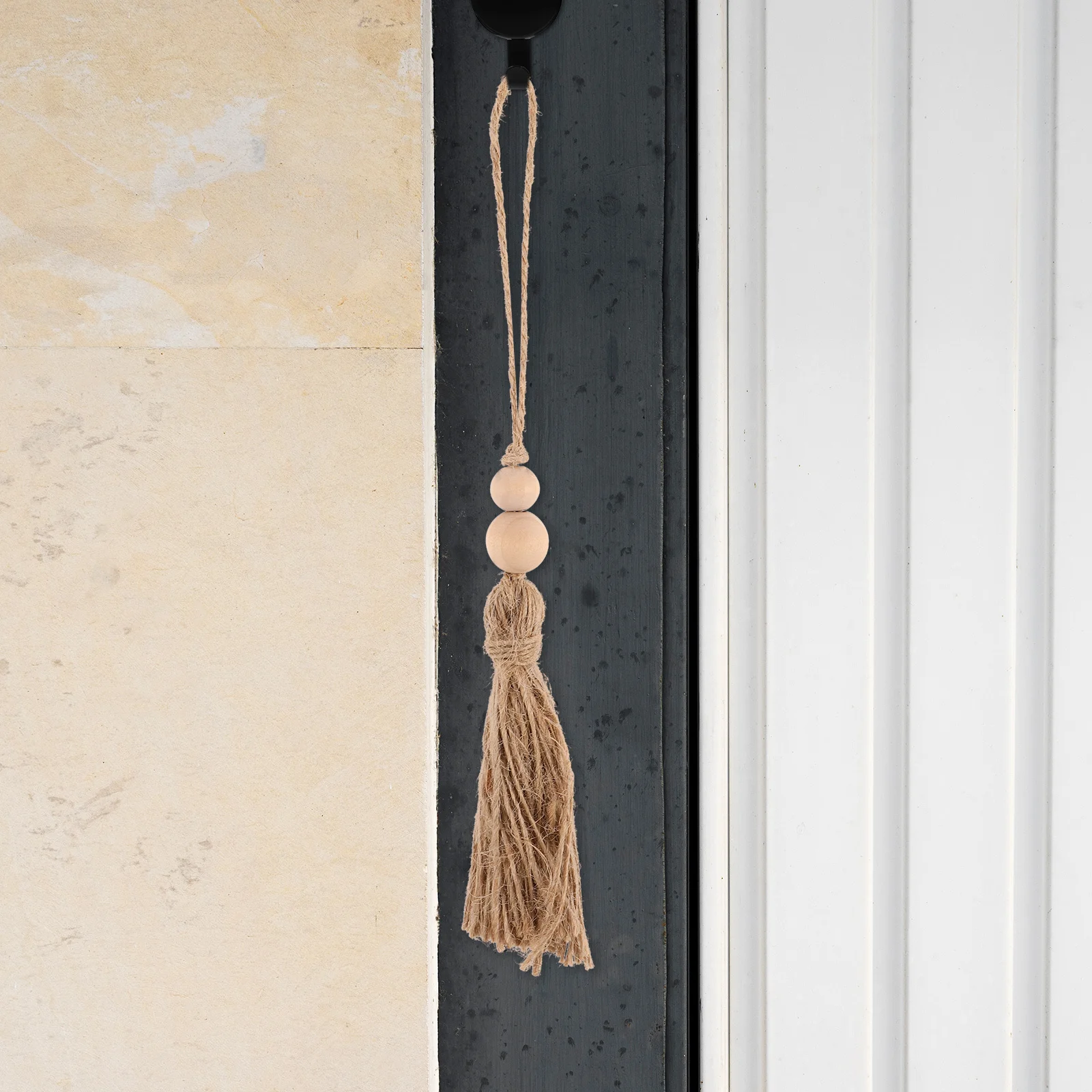 

12Pcs Jute Rope Tassels Hanging Pendant Rustic Bead Garland Boho Wall Decor Natural Wood Bead Tassel Strings for DIY Crafts