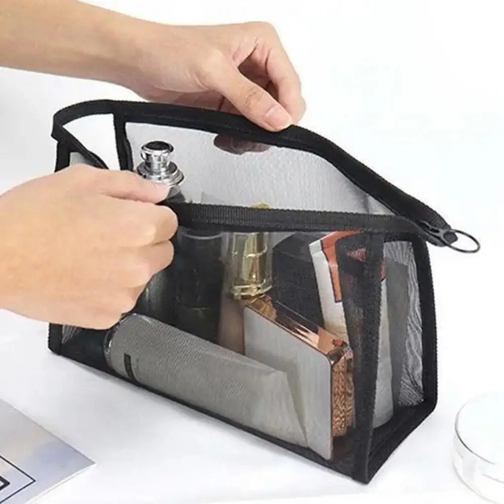 Cosmetic Bag Mesh Solid Color Large Capacity Compact Quick Dry Zipper Shower Caddy Tote Bag for Travel