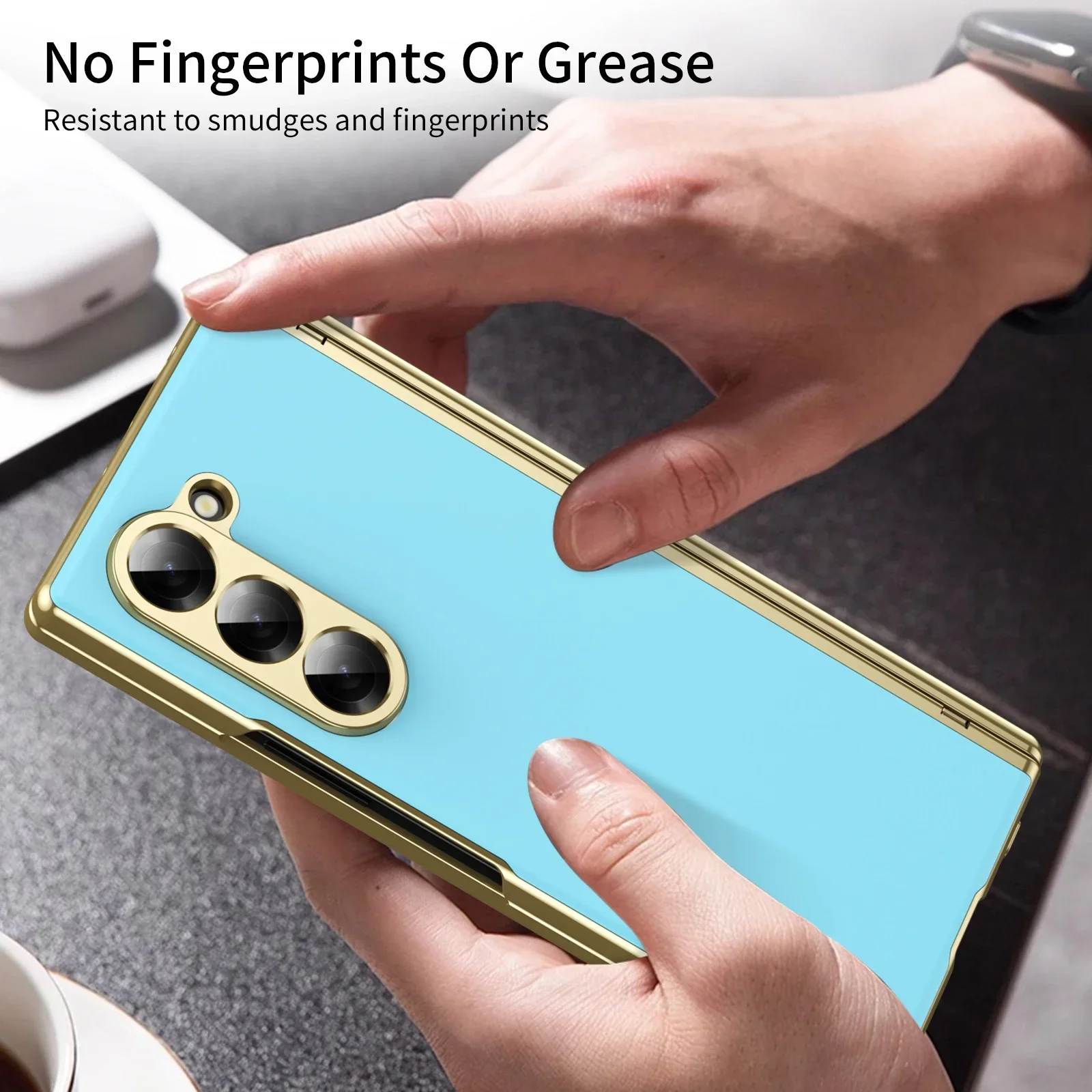Luxury Matte Phone Case for Samsung Galaxy Z Fold 7/6/5/4/3 Plating Border Hinge Shockproof Protective Film Outer Screen Cover
