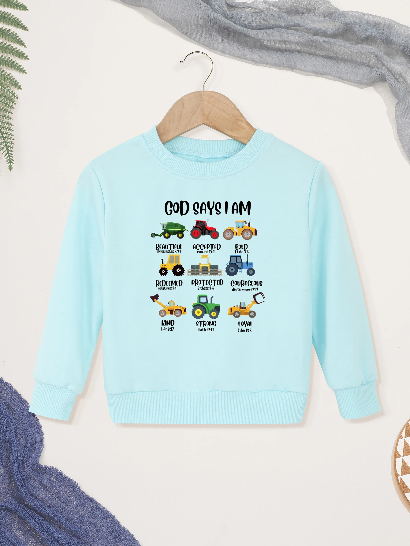 

Tractor Print Fashion Popular Boy Sweatshirt Hipster Harajuku 2 to 14 Years Children Clothes High Quality Blue Streetwear