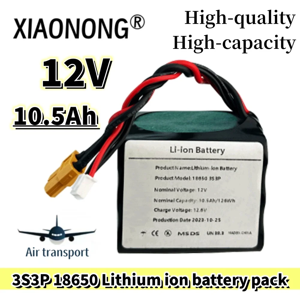 

3S3P 12V 10.5Ah 10Ah High Capacity UAV Rechargeable 12.6V Li-ion Battery for Various RC Airplane Quadrotor XH2.54-4P XT60