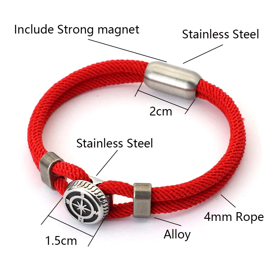 Pirate Style Nautical Compass Bracelet With Strong Magnetic Buckle Vintage Viking Bilayer Milan Rope Wrap Braslet Gift For Him view 5