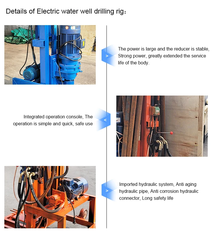 Mini perforatrice elettrica personalizzata con testa rotante portatile, piattaforma di perforazione idraulica per pozzi d'acqua, piccola scala