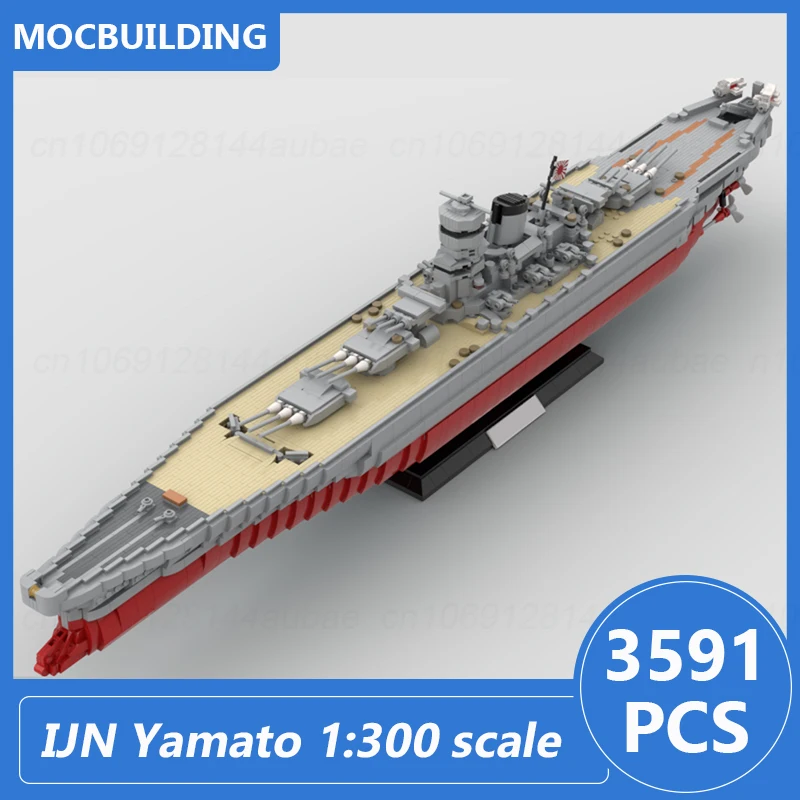 IJN Yamato Battleship 1:300 Scale Model Moc Building Blocks Diy Assemble Bricks Boat Educational Creative Toys Gifts 3591PCS