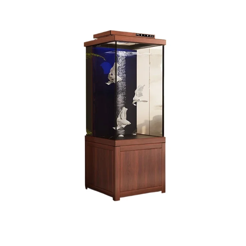 Mid-Century Style Fish Tank Vertical Floor-to-ceiling Living Room Side Tanks Household Back Filtration Intelligent Silent