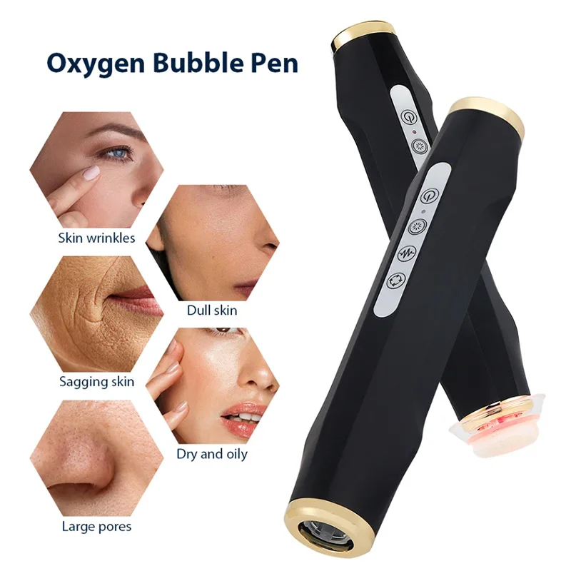 Oxygen Bubble Pen 7 Colors Red Light Therapy Facial Beauty Machine Vibration Face Spa Message Skin Care Tool