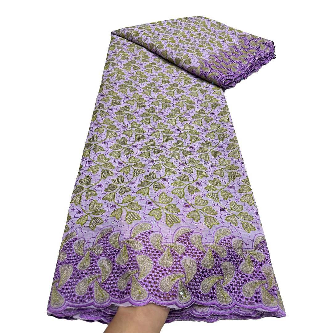

African Cotton Lace Fabric Embroidery 2025 High Quality Swiss Voile Embroidery Lace Fabric For Bridal Gowns, Evening Dresses