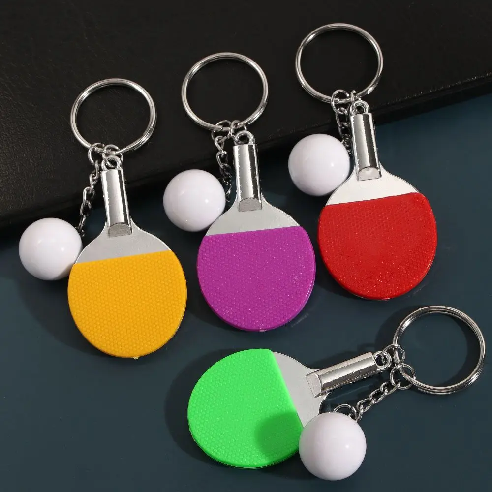 7 Color Tennis Ball Pendant Badminton Table Tennis Keychain Ping Pong Key Ring Table Tennis Racket Sports Keyring DIY