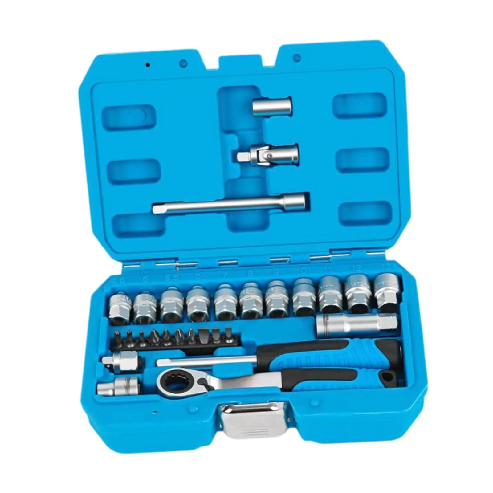 29Pcs/set Through Hole Ratchet Socket Combination Set Two-Way Wrench 12 Angle Socket Wrench Set for Bicycles Trunk Vehicles