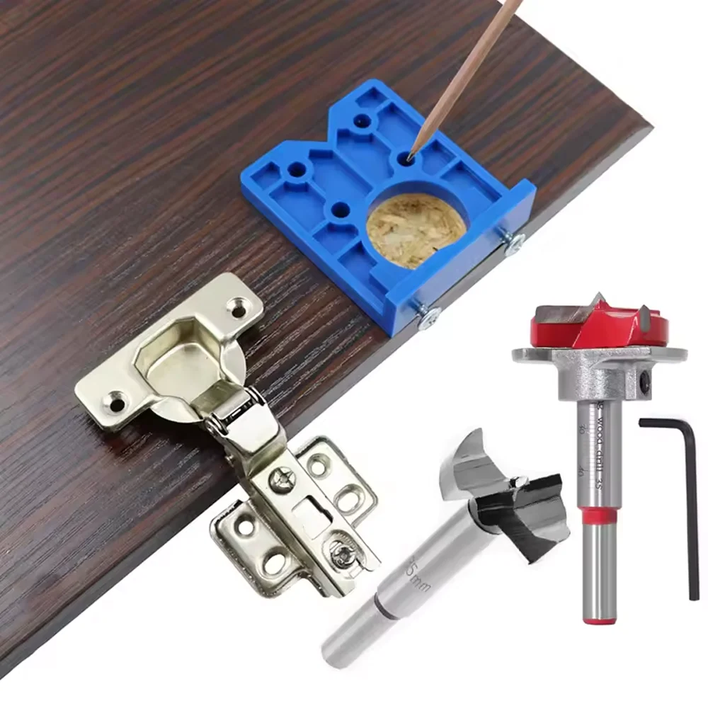 

1-10Pcs Hinge Drilling Jig Set Concealed Guide Hinge Hole Drilling Locator Drill Bits woodworking Door Hole Opener Cabinet Tool