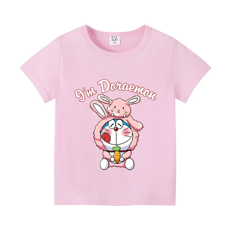 Doraemon New T-shirt for Children Cute Cartoon Clothes Fashion Anime Figure Print Clothing Top Kids Color Cotton Summer Tee Gift