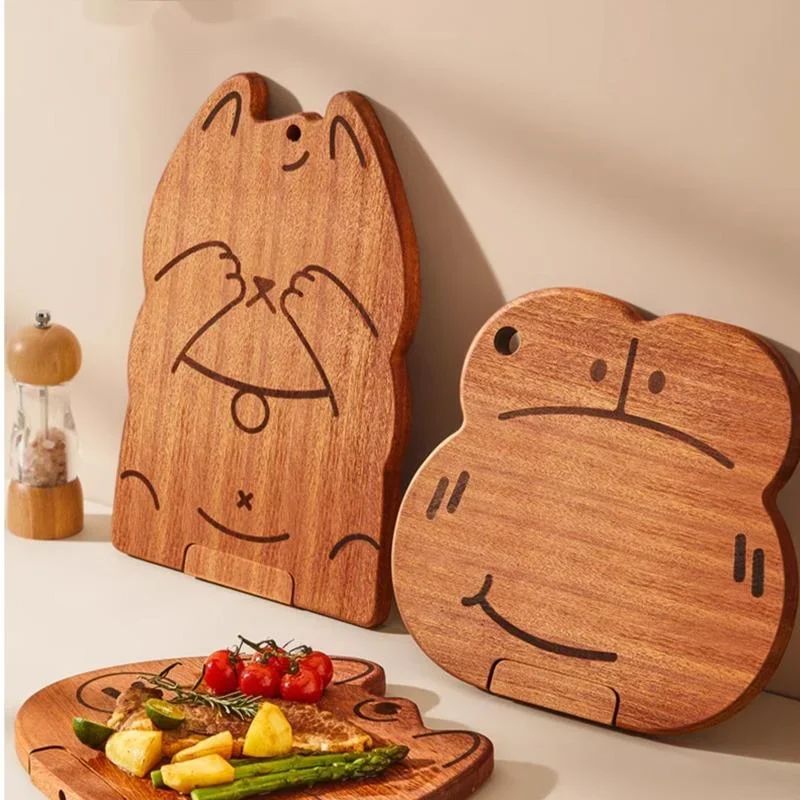 Ebony Cartoon Cutting Board Solid Wood Sticky Board Baby Complementary Food Picnic Chopping Board Home Kitchen