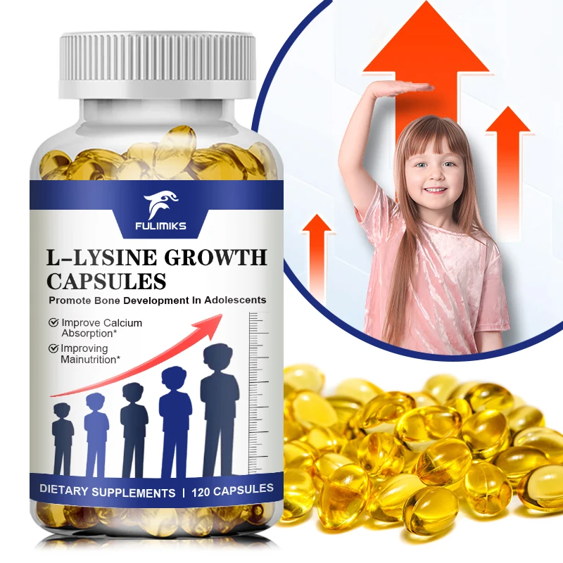 L-Lysine Growth Capsules - For Healthy Nitrogen Balance, Stress Response Metabolism, Calcuim & D3+ Zinc – For Active Lifestyle