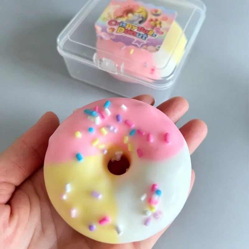 Crispy Donut Squishy Fidget Toy Cute Clay Filled Crunchy Texture Squeeze Stress Relief Sensory Desk Toy Adults Calming Soft Gift