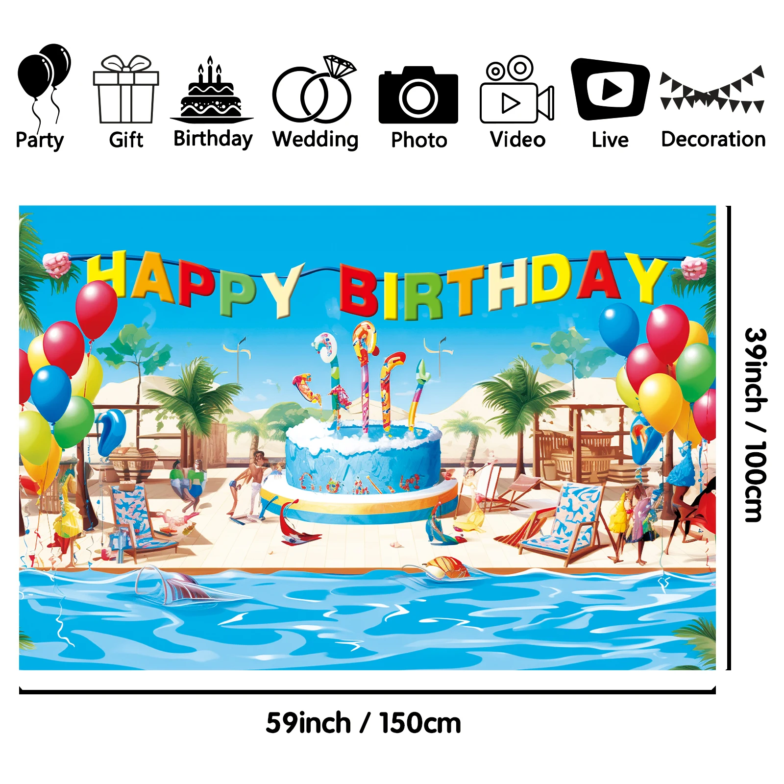 1PCS 100x150cm Baby Birthday(11) Theme Backdrop,Photography Background,Used To Gifts,Activities Or Other Party Decoration