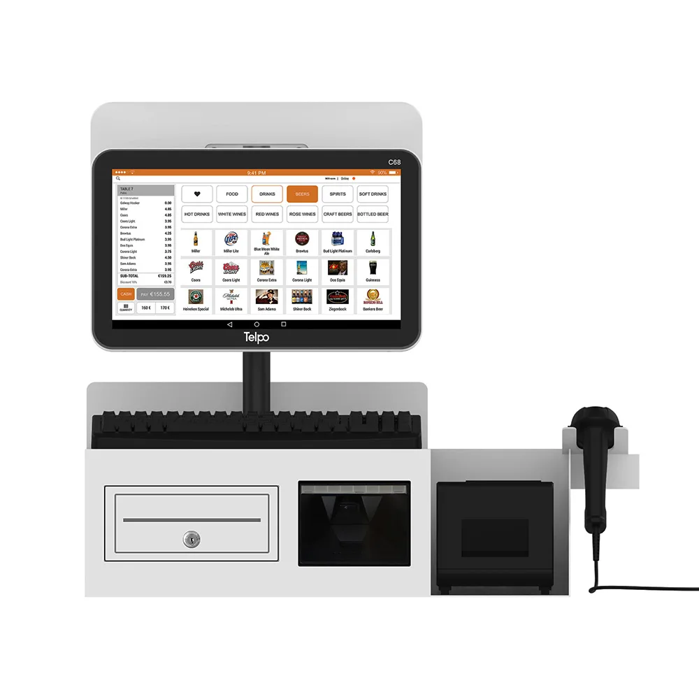 Telpo C68 Touch Screen All In One Cash Register/POS Terminal/POS System With Printer, Cash Drawer