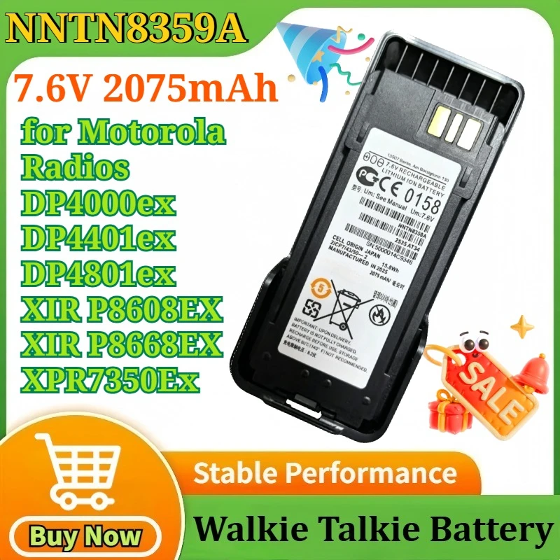 

NNTN8359A 7.6V 2075mAh for Motorola Radios DP4000ex D4P401ex DP4801ex XIR P8608EX P8668EX for IMPRES for ATEX Li-ion Battery