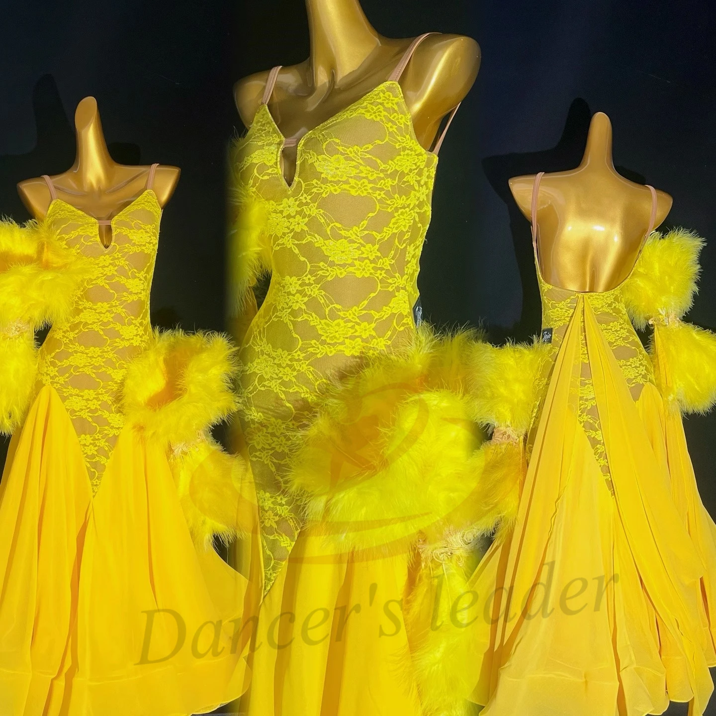 

Latin Dance Costume Women's High-end Custom Embroidered Plush Modern Waltz Dance Dress Performance Dress