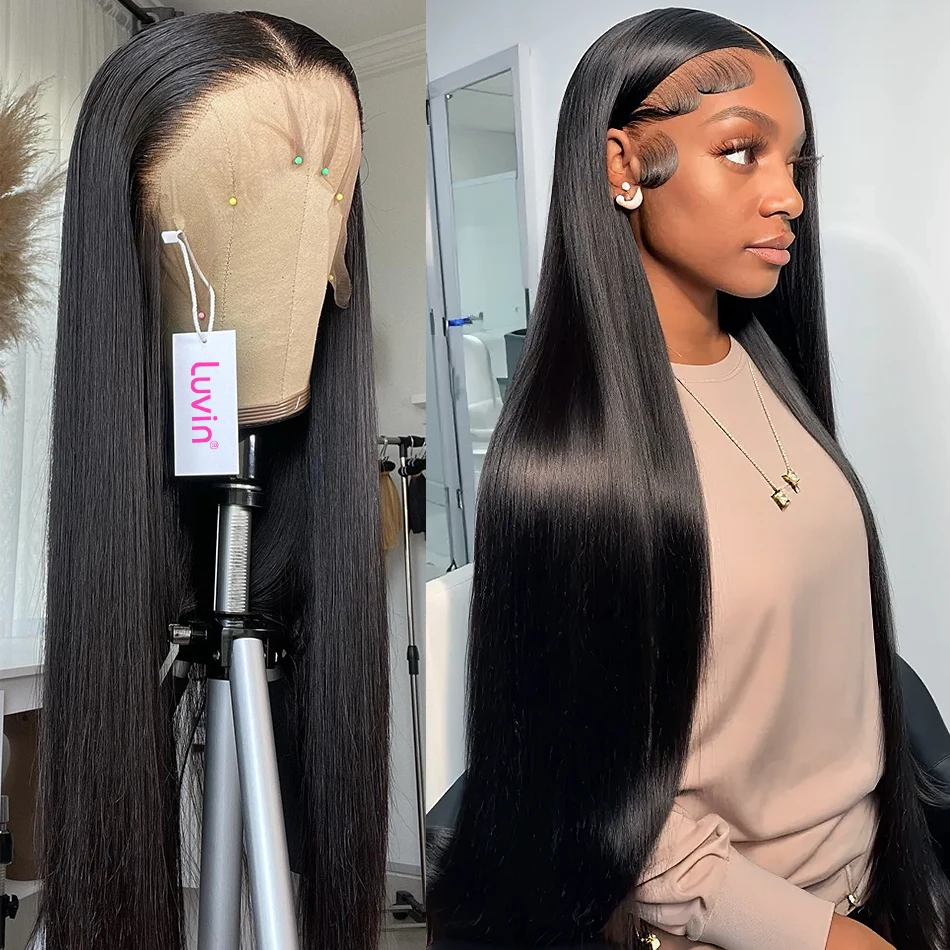 250% HD 5x5 Glueless Ready To Go Wear Straight 13x6 Lace Front Human Hair Wigs 30 40 Inch Transparent 13x4 Lace Frontal Wigs