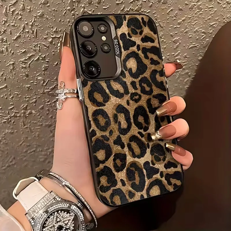 Leopard Print Phone Case for Samsung Galaxy S25 Ultra S24 S23 S20 S22 S23 FE Note 20 S21 Plus S24FE Shockproof Bumper IMD Cover