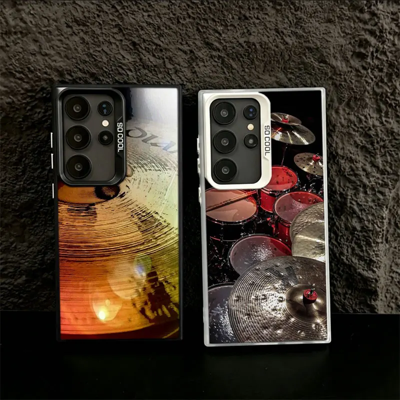 Rock Drum Instrument Phone Case for Samsung S26 Edge S25 Ultra S24 FE S23 FE S22 Plus Galaxy S21 S20 Cover Back Anti-fall Patter