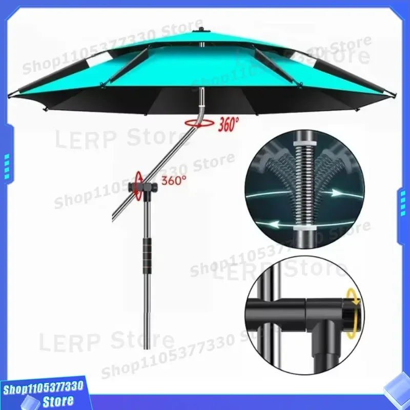 Double Layer Fishing Beach Umbrella Waterproof Sunshade 2.0-2.6M Outdoor