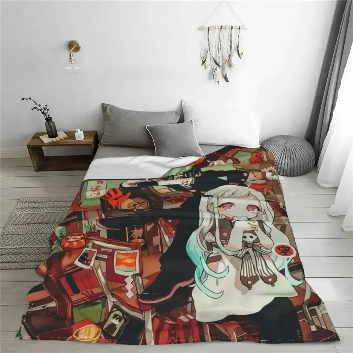 Jibaku Shounen Hanako Kun Blankets Yashiro Nene Anime Flannel Vintage Warm Throw Blankets for Home Spring Autumn