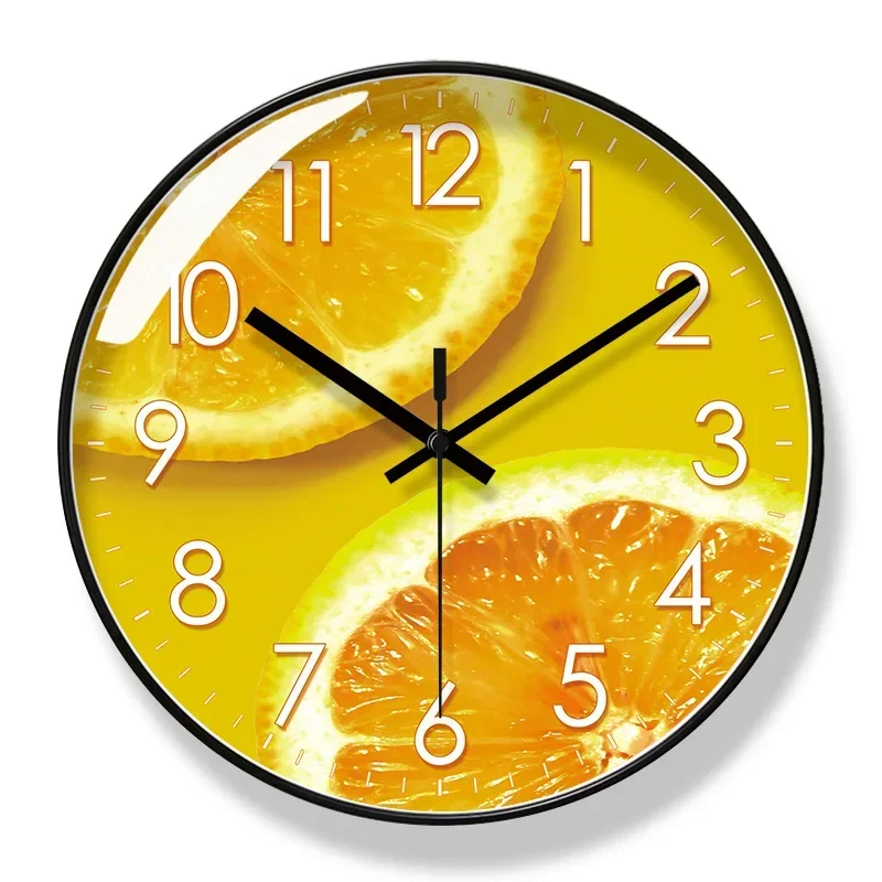 2024 New Style 10/12/14 Inch Tropical Fresh Fruit Fashionable Home Deco Wall Clock Modern Silent Sweeping Second Quartz Clock