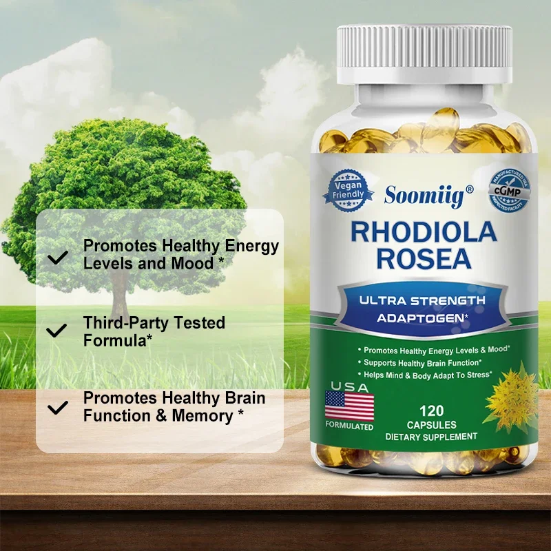 Rhodiola Rosea Capsules - Healthy Brain Function and Memory, High Strength Rhodiola Rosea Supplement, Non-GMO, Gluten-Free