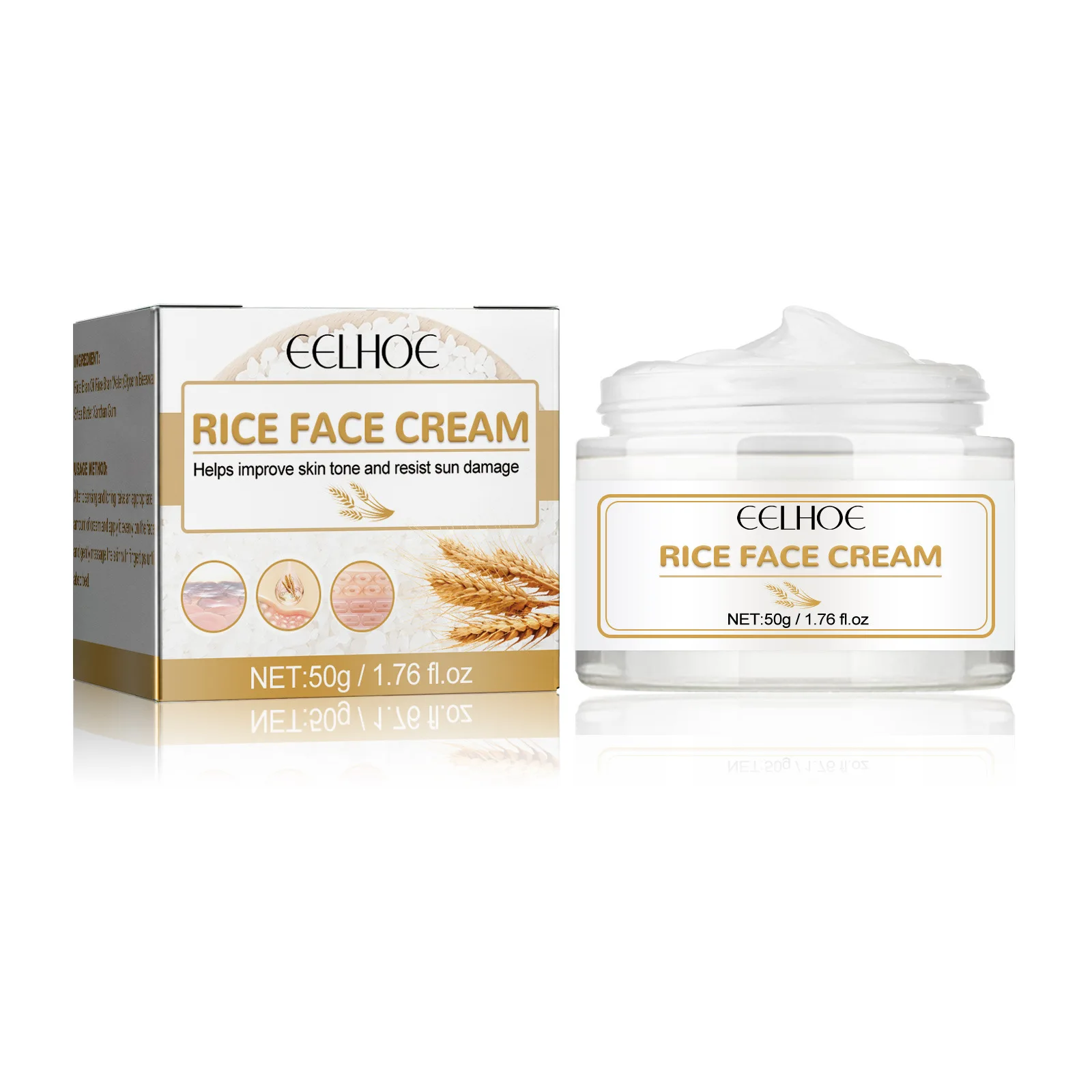 White Rice Whitening Cream Anti Aging Blemish Freckle Melasma Lightening Melanin Pigmentation Shrink Pores Dark Spot Corrector